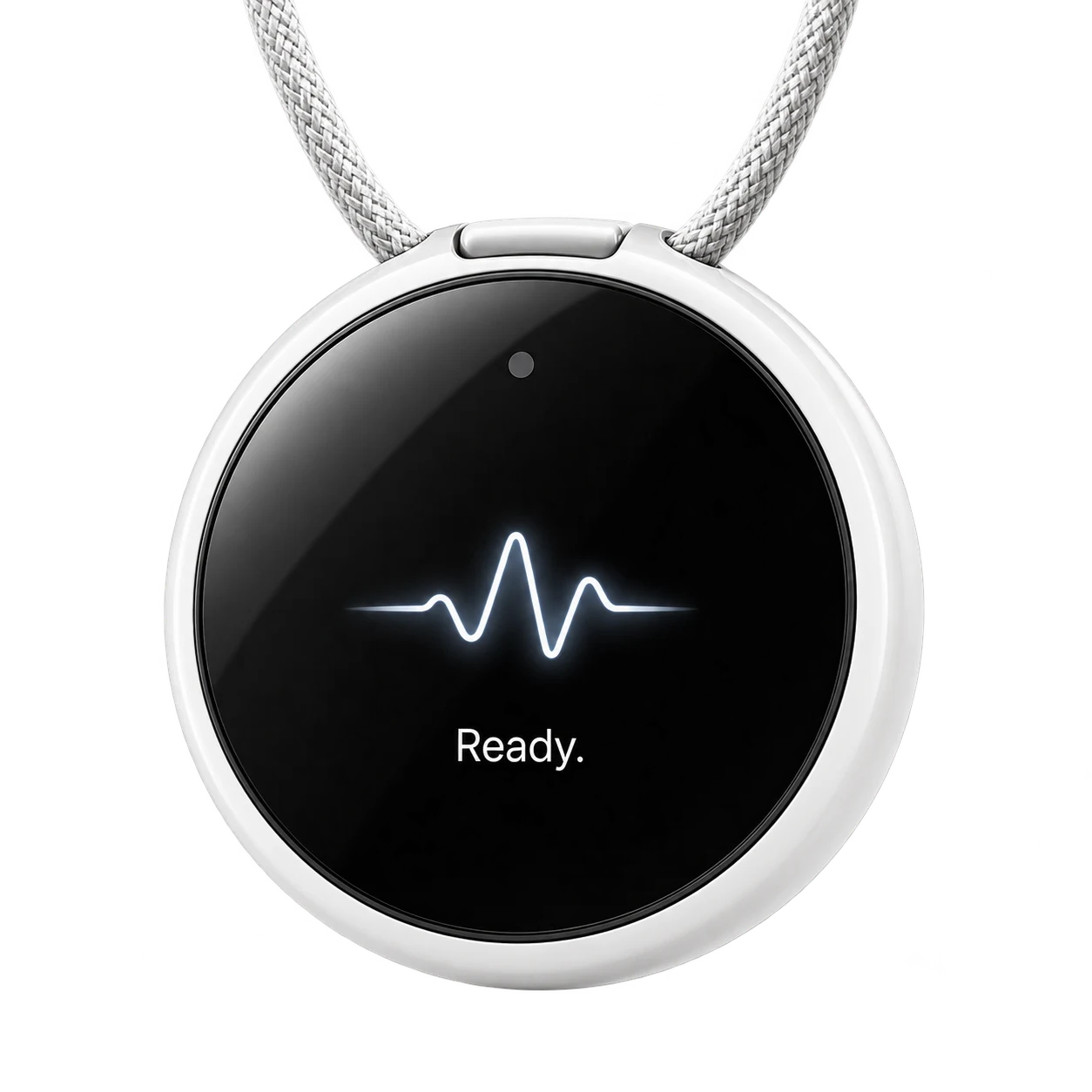 Loop’s circular black display within a white rim, showing a waveform and the word Ready.