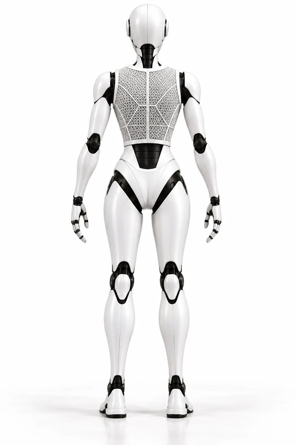 Modanu from behind, showing its white lattice back and articulated legs.