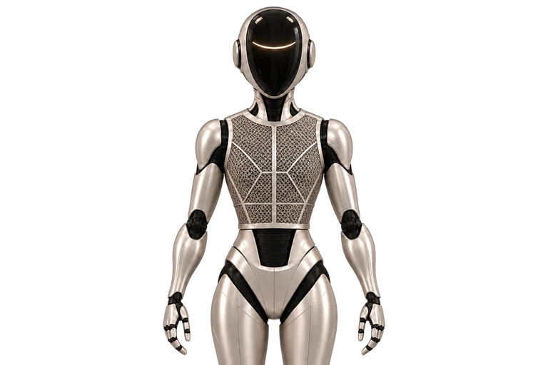Modanu with a warm metallic shell and matching lattice torso.